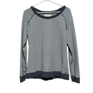 Love Hanna Women's Striped Raglan Gray and White Long Sleeve Top Size M